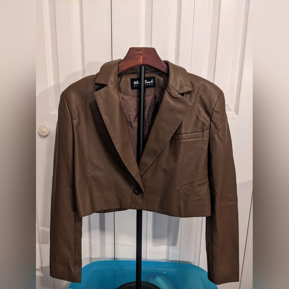 White Birch Black Label Cropped Blazer Brown Size S